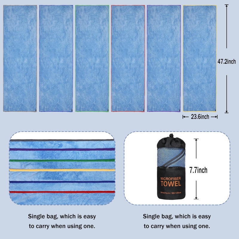 Dofilachy 6 Pack Camping Towel - Quick Dry Towel - Microfiber Travel Sports Towels - Super Absorbent Swim Towel (6, Blue) - Image 3